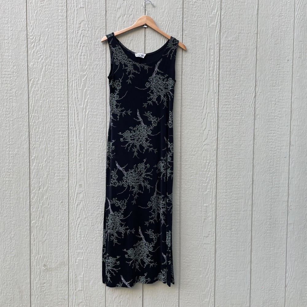 Ronni Nicole Maxi Dress Womens size M ? Black Slinky Traveler Stretchy Comfy